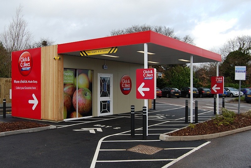 Tesco Click & Collect kiosk at the Willow Brook Centre, Bradley Stoke