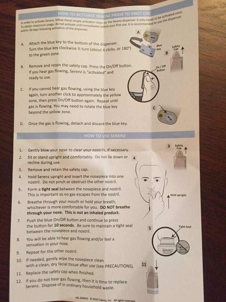 serenz allergy relief instructions