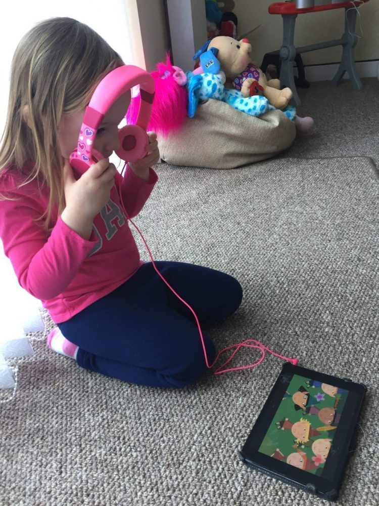 Putting the headphones on