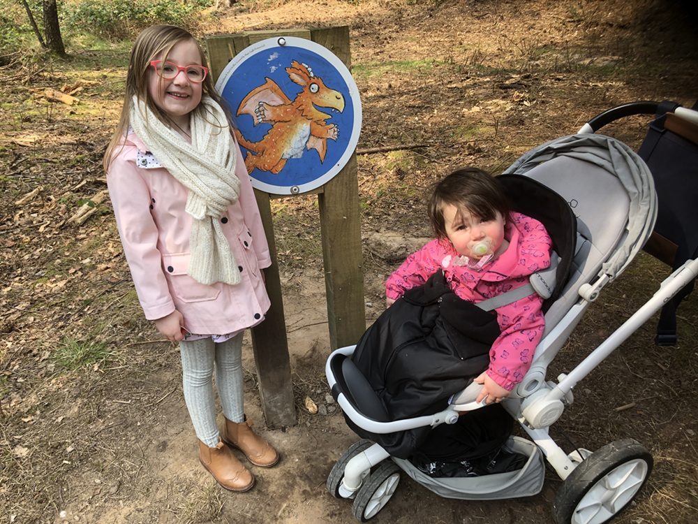 Mia and Lottie with Zog